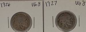 lot 38 image: 1926 & 1927  Indian Head Buffalo Nickels