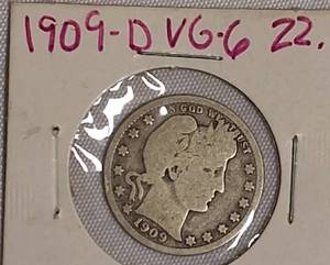 lot 56 image: 1909-D Barber Quarter