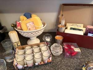 lot 46 image: Large Collection of Candles, Holders, and Spa Accessories