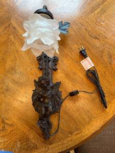 lot 63 image: Cherub Wall Sconce Lamp with Frosted Glass Shade