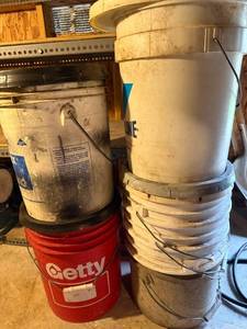 lot 76G image: Group of Used Plastic Utility Buckets Assorted Brands and Sizes