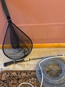 lot 147 image: Fishing Gear Lot with St. Croix Premier Rod, Landing Net, and Fish Trap