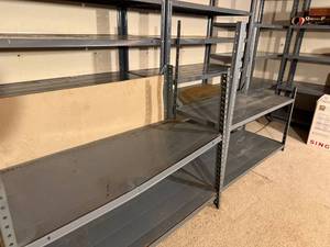 lot 150 image: Set of Heavy Duty Metal Basement Storage Shelving Units