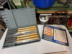 lot 3G image: Pittsburgh 8 Piece Wood Lathe Turning Tool Kit with Delta Case