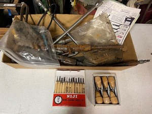 lot 12G image: Wood Carving Tool Lot with Chisels and Hand Tools