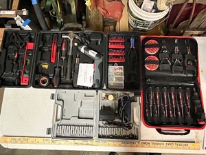 lot 13G image: Multi-Case Home and Precision Tool Set with Power Driver, Hand Tools, and Accessories