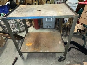 lot 14G image: Metal Utility Cart with Two Shelves and Casters