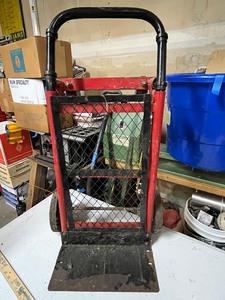 lot 19G image: Heavy Duty Red Hand Truck with Folding Extension and Mesh Back