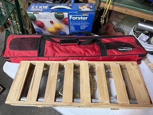 lot 20G image: Foosball Bocce and Lawn Game Set with Wooden Case and Carry Bag