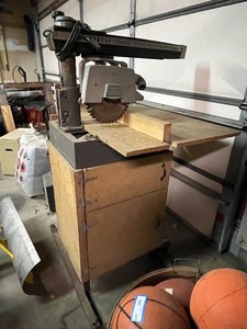 lot 23G image: DeWalt 7730 Radial Arm Saw with Stand and Cabinet