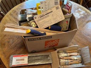 lot 24 image: Large Assortment of Paint Brushes, Rollers, and Caulk Remover Tools