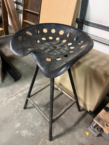lot 26G image: Metal Tractor Seat Bar Stool with Industrial Base