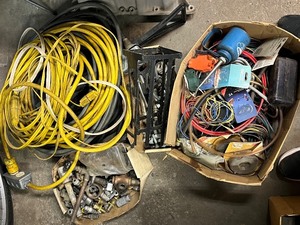 lot 53G image: Assorted Extension Cords, Hardware, Wiring, and Fittings Lot