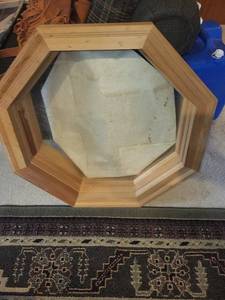 lot 112 image: Octagonal Wood Framed Window Insert with Glass, 24 Inch