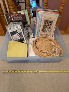 lot 7U image: Quilt Pattern Book Collection with Embroidery Hoops and ABC Toddler Quilt Kit