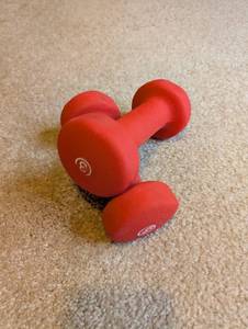 lot 41U image: Pair of 3 lb Neoprene Coated Dumbbells