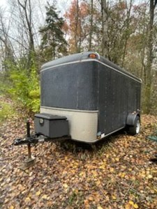 lot 1T image: Enclosed Black Cargo Trailer with Minnesota Permanent Registration 3000 GVW