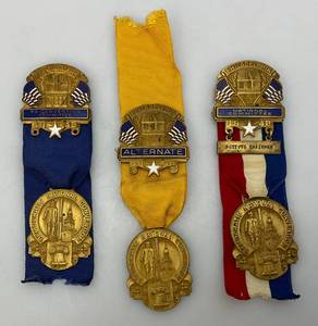 lot 5 image: 1948 Philadelphia Alternate, Committee And National Committee Ass. To Chairman DEMOCRATIC National Convention Pinback Badge Metals