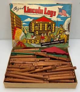 lot 8 image: 1930s - 40s Original Lincoln Logs In Original Box