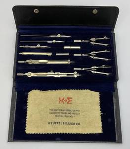 lot 15 image: Vintage Keuffel & Esser Co. Drafting Set (One Piece Missing)