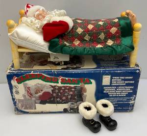 lot 21 image: Vintage Animated Electronic Sleeping Santa In Original Box (Works)
