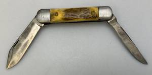 lot 81 image: Very Large 6 Two Blade Pocket Knife With Stag bHorn Style Handle With 4 34 Blades