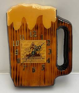 lot 85 image: Vintage Homemade Wooden BLATZ Beer Bar Clock