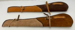 lot 87 image: Vintage Mexican Leather Sheep Skin Lined Rifle Holsters