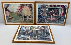 lot 91 image: Vintage Framed Sherry Pettey Spanish Art Prints By J. Weston Walch Publishers 19 x 25