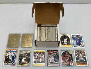 lot 111 image: Misc. Unsorted Sports Cards Including Gold Foils In protective Sleeves And More
