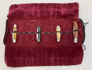 lot 137 image: Misc. Pocket Knives Including Case XX And More In Roll Up Holder Case