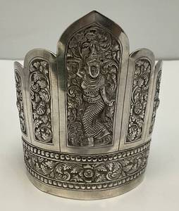 lot 144 image: 19th Century Southeast Asian Silver Dancers Bracelet 3 14 Tall