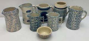 lot 146 image: Misc. Spongeware Pottery Items