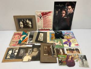 lot 165 image: Misc. Vintage Photographs, Valentines  Including Autographed Sharon Stone And more