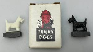 lot 174 image: 1940s Vintage Miniature Scotty Magnetic Toy Tricky Dog Pocket Game (In Original Box)