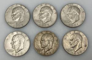 lot 186 image: 1977 No Mint Mark Eisenhower One Dollar Coins