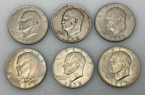 lot 187 image: 1972 No Mint Mark Eisenhower One Dollar Coins