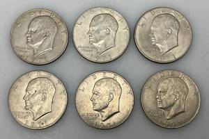 lot 188 image: 1971 No Mint Mark Eisenhower One Dollar Coins