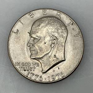 lot 195 image: 1976 D Bicentennial Eisenhower Wide Print Type 1