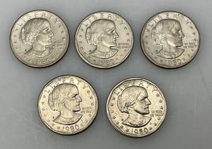 lot 203 image: 1980 S Susan B Anthony One Dollar Coins