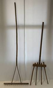 lot 249 image: Est. $245.00- $300.00 Antique Wood Hay Rakes
