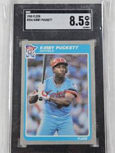 lot 5 image: Kirby Puckett Rookie 1985 Fleer #286 SGC Graded 8.5 - Minnesota Twins Baseball Card