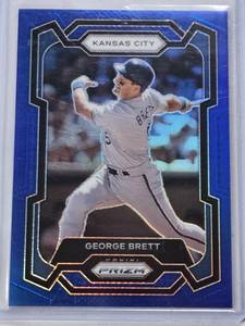 lot 9 image: George Brett 2024 Panini Prizm Blue Refractor #36 and Numbered 137199 - Kansas City Royals Baseball Card