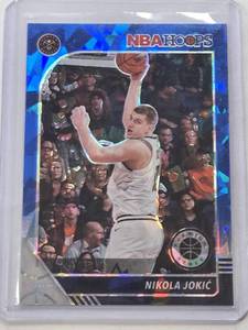 lot 11 image: Nikola Jokic 2019-20 Panini Hoops Premium Stock Blue Cracked Ice #47 - Denver Nuggets Basketball Card