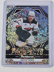 lot 12 image: Brock Faber Rookie 2023-24 Parkhurst Prominent Prospects Holo Insert #PP-BF - Wild Hockey Card