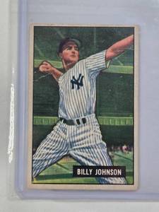lot 23 image: Billy Johnson 1951 Bowman #74 - New York Yankees Vintage Baseball Card