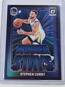 lot 49 image: Stephen Curry 2024-25 Panini Donruss Optic Winner Stays Prizm #3 - Golden State Warriors Basketball Card