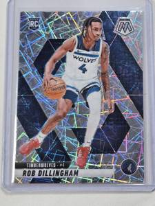 lot 55 image: Rob Dillingham Rookie 2024-25 Panini Mosaic Lazer Prizm #218 - Minnesota Timberwolves Basketball Card