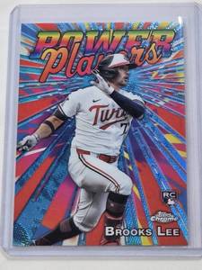 lot 83 image: Brooks Lee Rookie 2025 Topps Chrome Power Players Refractor #PP-23 - Minnesota Twins Baseball Card