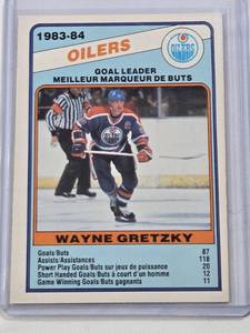 lot 86 image: Wayne Gretzky 1983-84 O-Pee-Chee Goal Leader #357 - Edmonton Oilers Vintage Hockey Card